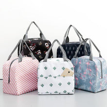 Load image into Gallery viewer, Functional Pattern Cooler Lunch Box Portable Insulated Canvas Lunch Bag