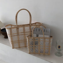 Load image into Gallery viewer, Straw Woven Plastic Transparent Bag Women's Waterproof Shopping Basket