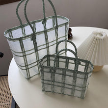 Load image into Gallery viewer, Straw Woven Plastic Transparent Bag Women's Waterproof Shopping Basket