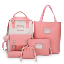 Load image into Gallery viewer, 2020 New Canvas Female Book Bag Backpack 5pcs/set Schoolbag School