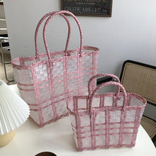 Load image into Gallery viewer, Straw Woven Plastic Transparent Bag Women's  Waterproof Shopping Basket
