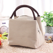 Load image into Gallery viewer, Newest Lunch Bag Insulated Cold Canvas Stripe Picnic Carry Case Thermal
