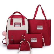 Load image into Gallery viewer, 2020 New Canvas Female Book Bag Backpack 5pcs/set Schoolbag School
